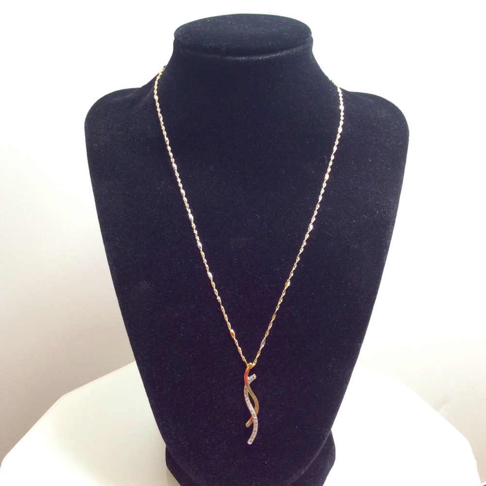 Solid 10k yellow gold and diamond necklace **